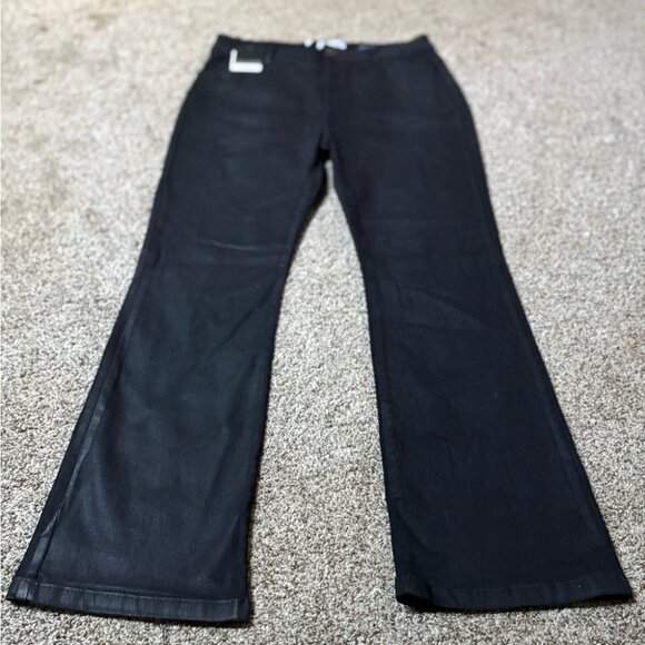 NEW Lola Denim-Billie High-Rise Bootcut Coated Black Stretch Premium Jeans 33 - Picture 7 of 13